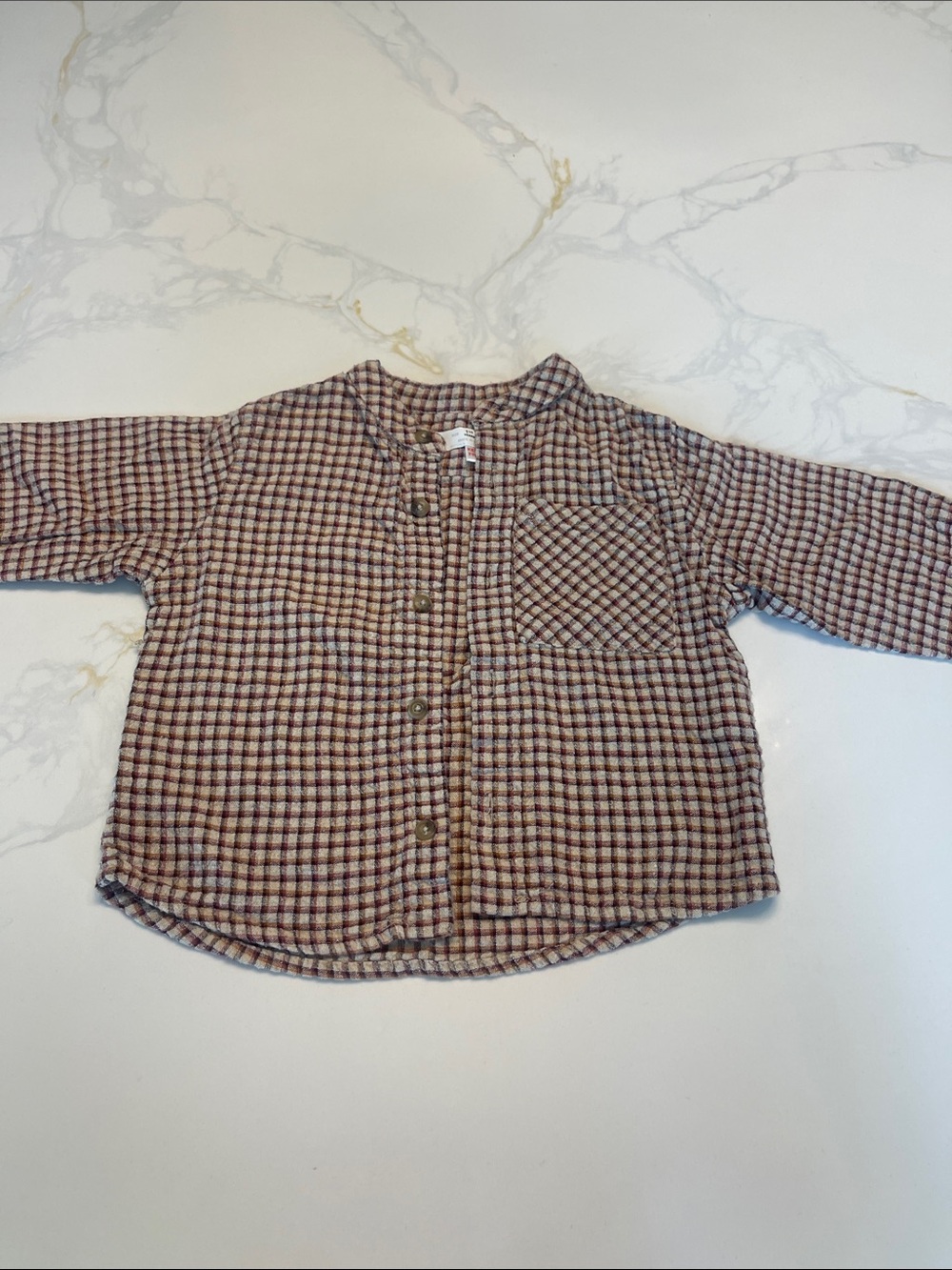 Zara Brown and Beige Plaid Button-Down Shirt